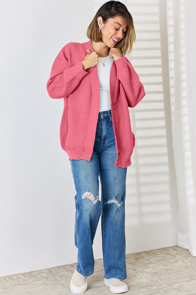 Open Front Dropped Shoulder Cardigan | Trendsi