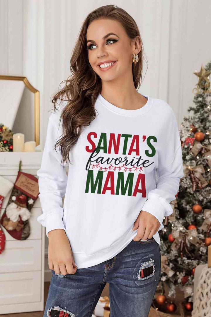 SANTA'S FAVORITE MAMA Graphic Sweatshirt |1mrk.com