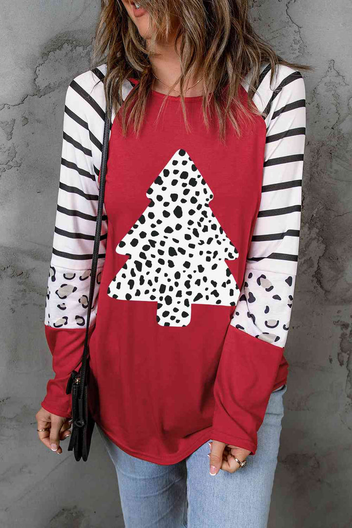 Christmas Tree Graphic Long Sleeve T-Shirt | 1mrk.com